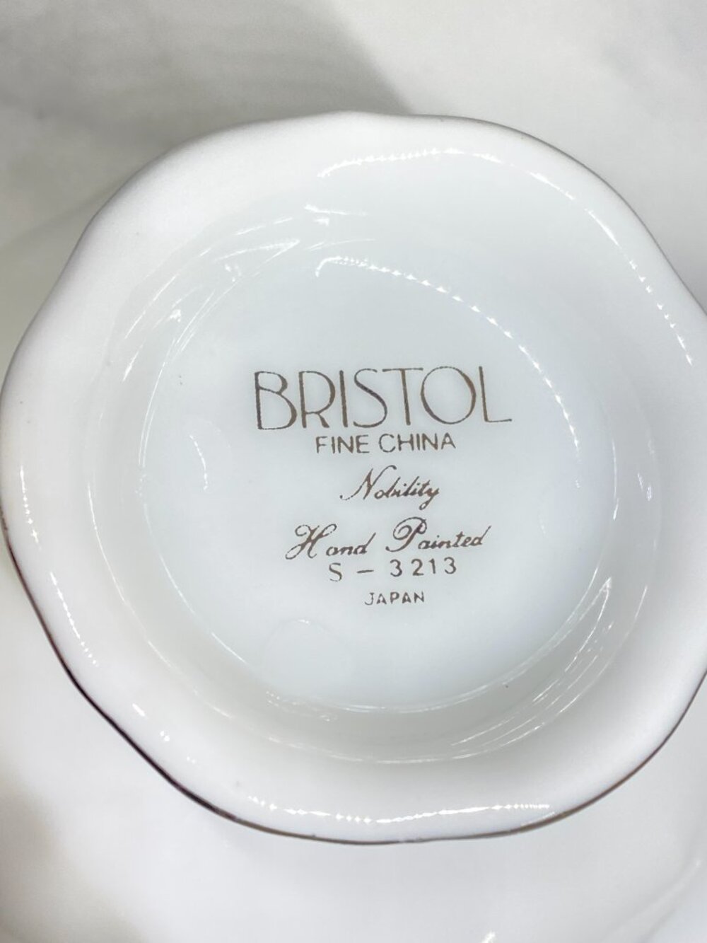 Vintage Bristol Fine China Tea Cup Saucer Set Nativity S-3213 Japan Platinum Tri - Picture 7 of 8